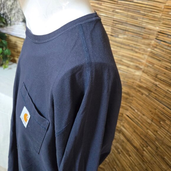 men's Carhartt Long Sleeve Pullover Shirt in Navy - Picture 5 of 8